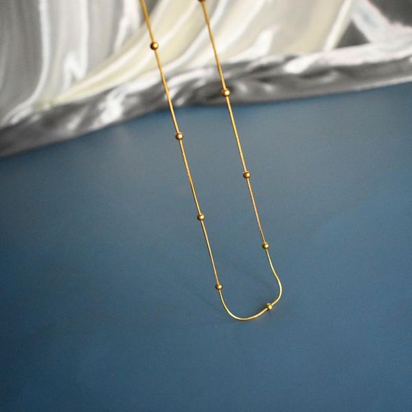 

chains delicate stainless steel jewelry round bead snake chain choker necklace for women party clavicle gifts wholesale, Silver