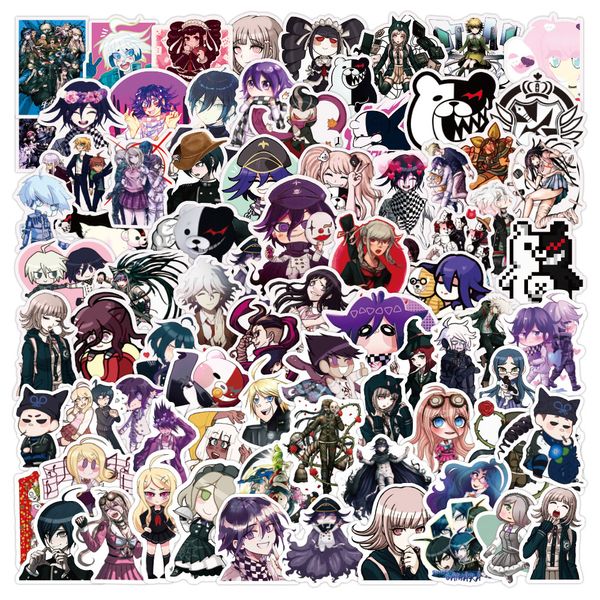 Araba Sticker 10/50 / 100 adet Anime Etiketler Danganronpa Tetik Gitar Dizüstü Telefon Kılıfı için Tetik Mutlu HAVOC Telefon Kılıfı Araba Graffiti Vinil Çıkartmaları Sticker Bomba