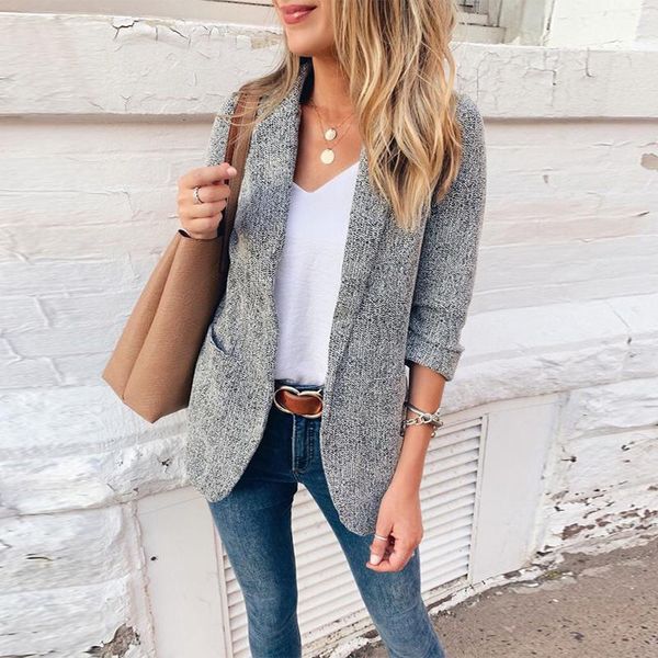 

women's suits & blazers women slim casual solid blazer elegant business coat cotton ladies spring autumn suit, White;black