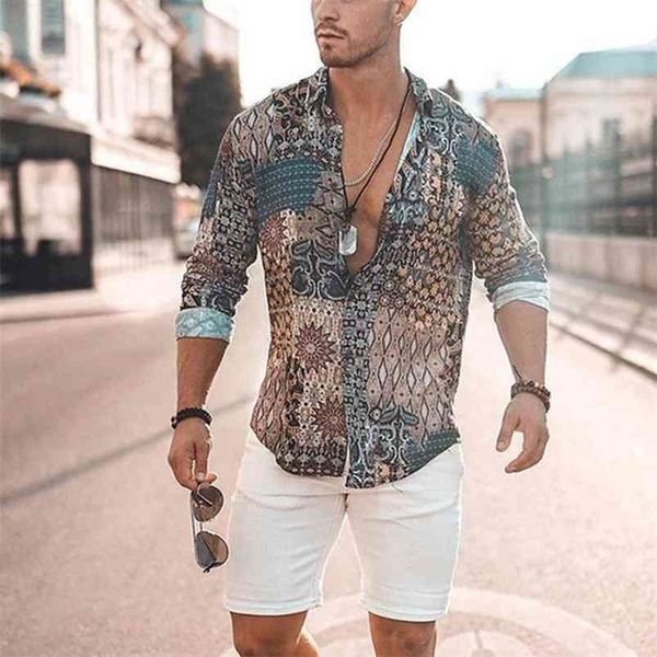 

spring and autumn men's printed casual long sleeves shirt 210721, White;black