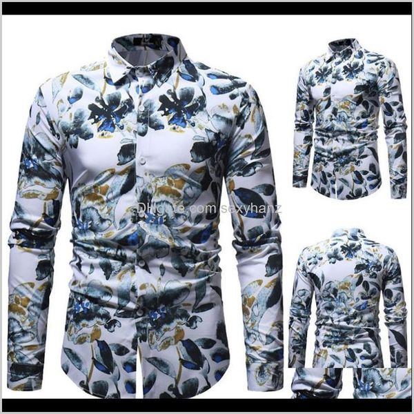 

mens clothing apparel drop delivery 2021 fashionable man fashion printed blouse long sleeve slim shirts outwear casual spring winter whi, White;black