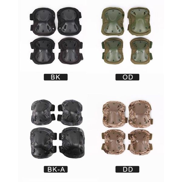 

elbow & knee pads 8 colors tactical set military hunting protector outdoor sport safety, Black;gray