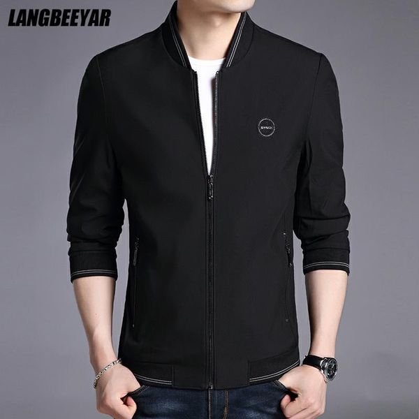 

men's jackets brand casual fashion slim fit designer jacket men zipper windbreaker autumn baseball collar coats clothes, Black;brown