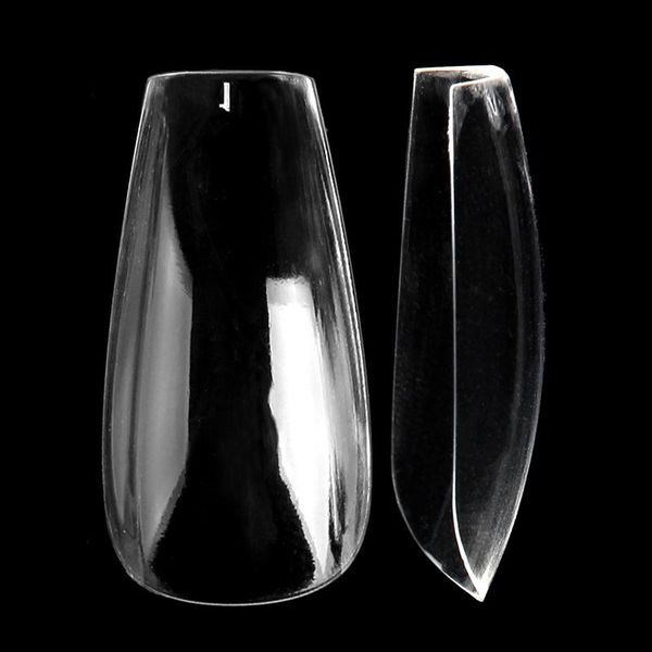 

false nails almond clear nail tips full size cover acrylic fake tip diy france detachable extensions press on art manicure salon, Red;gold