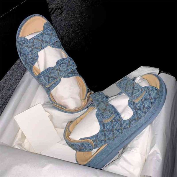 

new summer fashion old denim trend velcro women's sandals 35-41, Black
