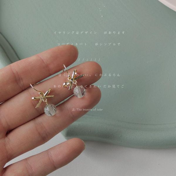 

dangle & chandelier colorful l temperament small glass ball bowknot shape stud earrings for woman fashion trendsetter girlfriend jewelry, Silver