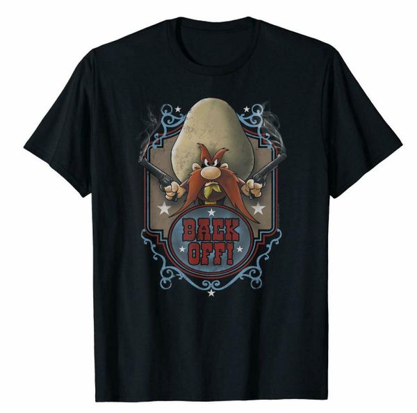 

r1 looney tunes yosemite sam back off comedy black t-shirt s-6xl, White;black