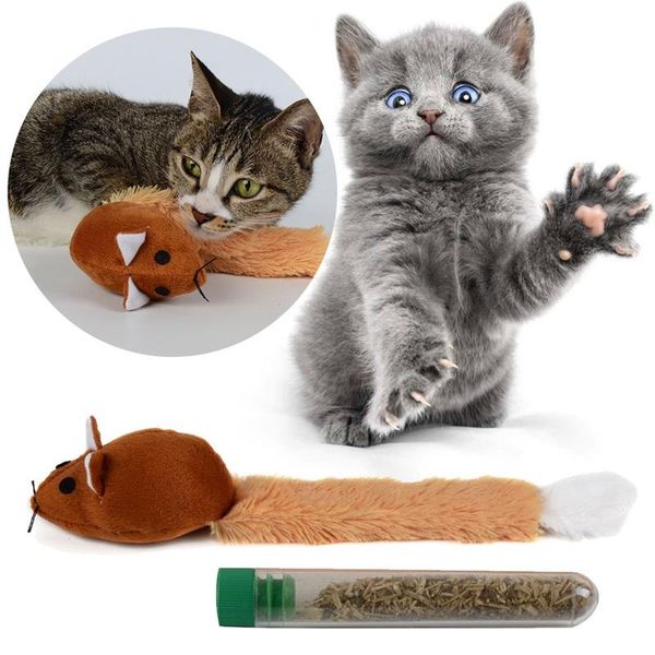 

cat toys promotion cute long tail mouse teaster pet trainning playing interactive toy with catnip brown