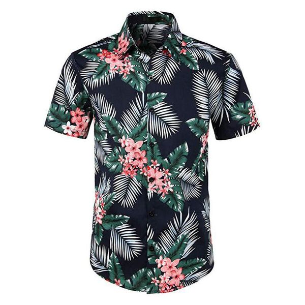 

men's polos summer style digital printing casual loose button short-sleeved hawaiian shirt beach holiday top, White;black