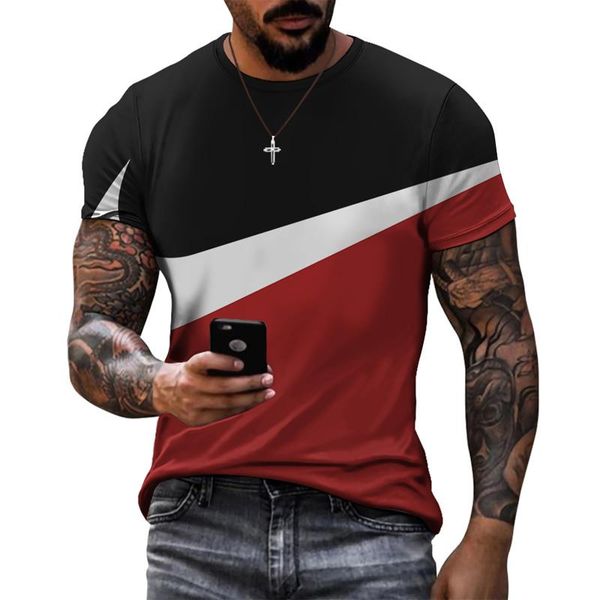 

men's t-shirts summer t-shirt color stitching 3d printing harajuku hip-hop plus size shirt loose breathable o-neck short sleeves, White;black