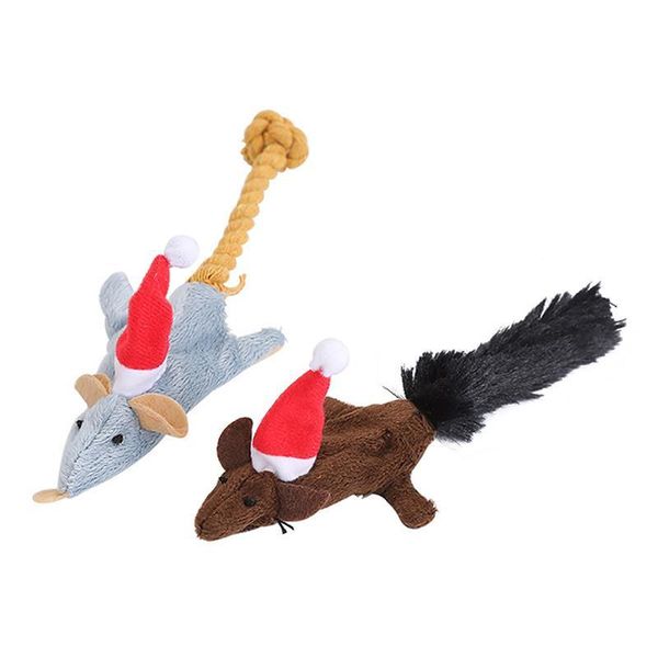 

cat toys 2pcs christmas mouse toy pet xmas hat design funny play bite interactive training supplies tf