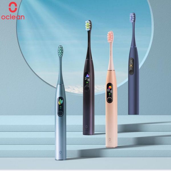 

smart electric toothbrush oclean x pro sonic electtric with touch screen ai frequescy ipx7 2-in-1 charger holder qucik charge