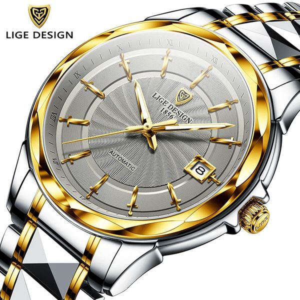

fashion wrist watch men automatic tourbillon tungsten steel waterproof business mechanical watches relogio masculino wristwatches, Slivery;brown