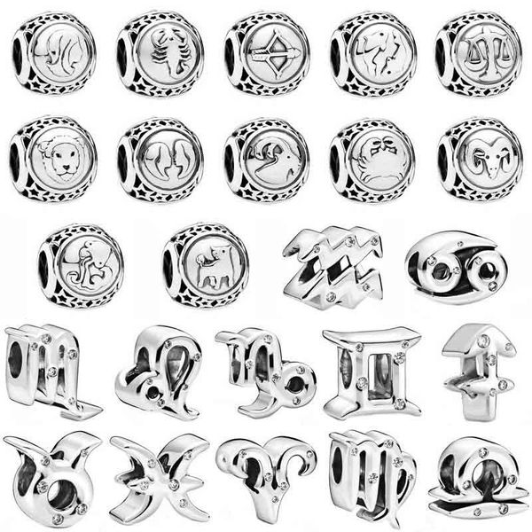

other fashion sparkling openwork twelve constellations with crystal charm 925 sterling silver beads fit bracelet & bangle diy jewelry