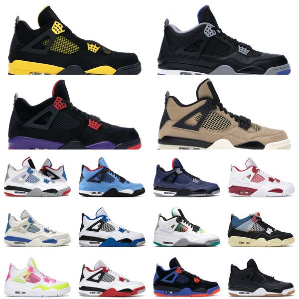 

mens basketball shoes 4s fire red 4 black cat cactus jack bred white cement royalty metallic red purple men women athletic sneakers 108t85