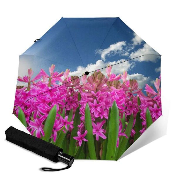 

umbrellas outdoor folding umbrella windproof flower and blue sky diy art printing parasol rainy days kid on sale