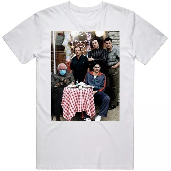 

bernie sanders meme parody sopranos funny t shirt, White;black