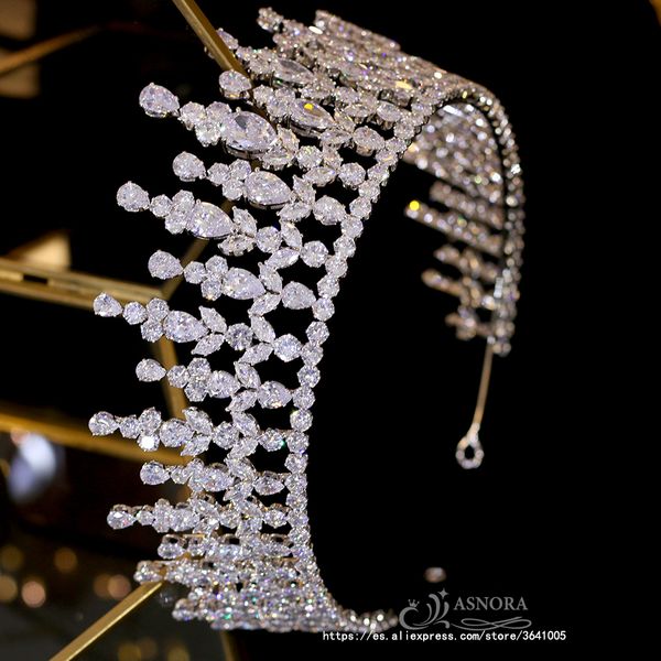 

luxury white baroque crystal headdress with long crown bridal wedding tiara party jewelry a00662, Golden;white