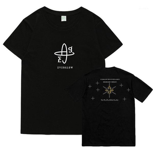 

arrival summer kpop everglow reminiscenc same printing t shirt o neck short sleeve t-shirt 4 colors women's, White