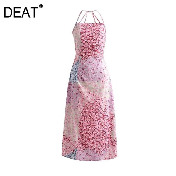 

[deat] summer fashion high waist knee-length sleeveless printing elegant tube strap dress women 13d037 210527, Black;gray