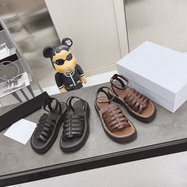 

nieuwe verkoop schoenen vrouwen zomer echt leer open tenen platform sandalen ronde neus lage hakken sandlas zapatos de mujer 60% off store o, Black