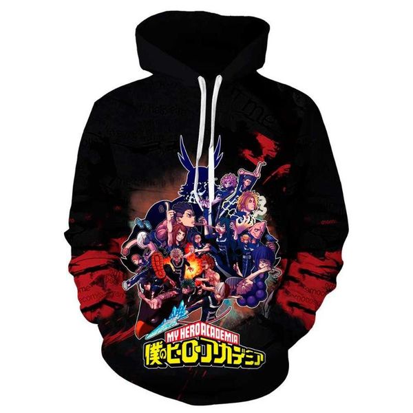 

men's hoodies & sweatshirts 2021 harajuku my hero academia 3d men cartoon funny hoodie cosplay costume streetwear sweatshirt fashion cl, Black