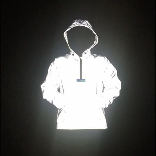 

men's women's hoodie reflective long sleeved pullover hooded european american hip hop essential coat street shirt sweater, Black
