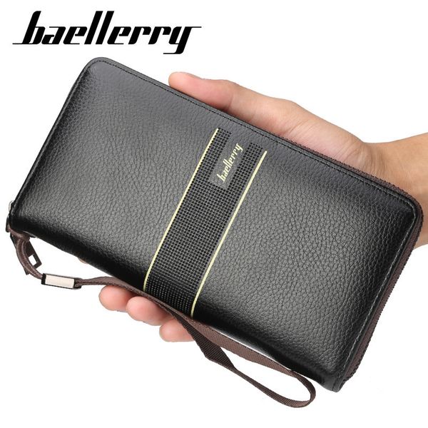 

baellerry new men's wallet youth zipper long handbag large wallet, Red;black