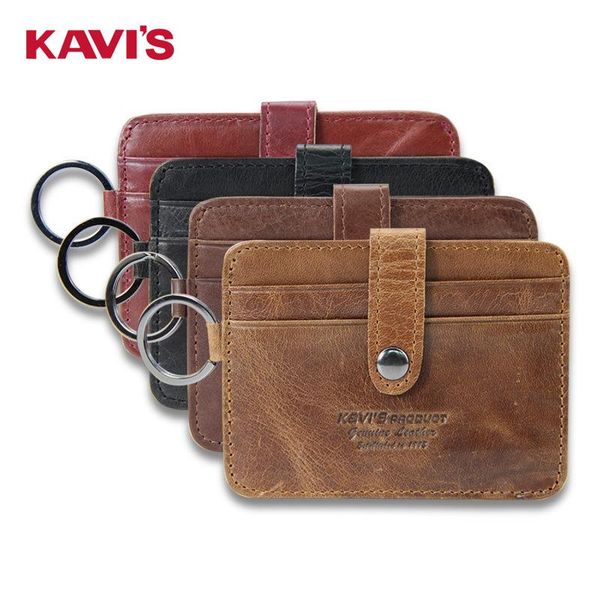 

card holders kavis crazy horse leather men's wallet retro id business holder short wallets 2021, Brown;gray