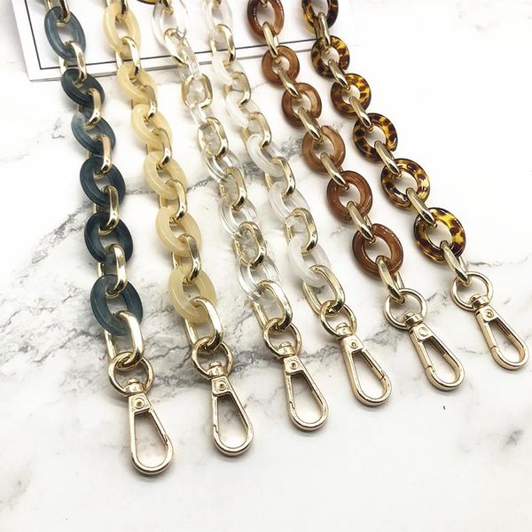 

bag parts & accessories fashion woman bags accessory chain green brown leopard acrylic metal luxury strap women shoulder clutch handle, Black