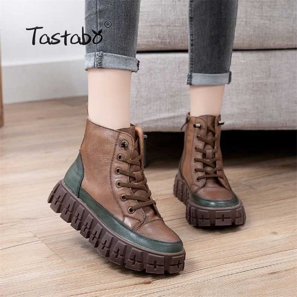 

genuine leather martens boot ankle platform brand british wind thick short combat motorcycle s288 211103, Black