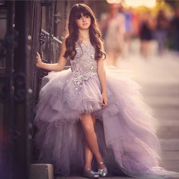 

girl's dresses 2022 gold lace flower girl for wedding birthday party sleeveless princess trailing full color, Red;yellow