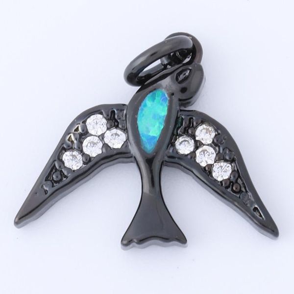 

pendants singreal opal micro pave setting swallow charms bracelet necklace choker pendant connectors for women diy jewelry making acces, Black