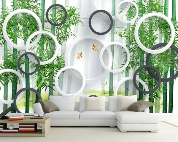 Beibehang personalizado foto ultra hd 3d estereoscópico floresta de bambu criativo sala de estar quarto decoração parede parede