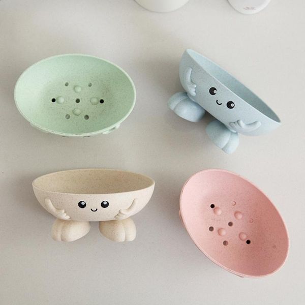 

soap dishes multifunctional plastic cute cartoon draining box bathroom washbasin sundries shelves household supplies