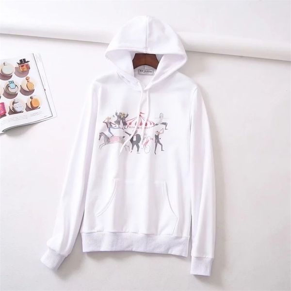 

wind women's circus design drawstring hooded sweater harajuku sweater coat, Black