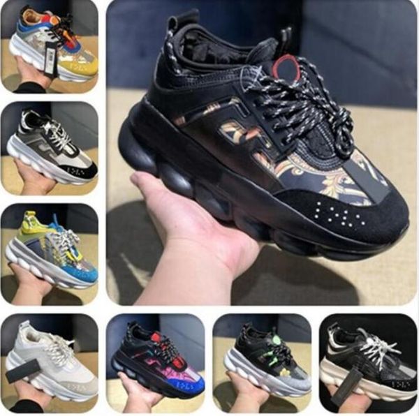 

brand mens originals chain reaction shock fashion casual shoes men women outdoor classic old dad leisure link-embossed trainer flair walking, Black
