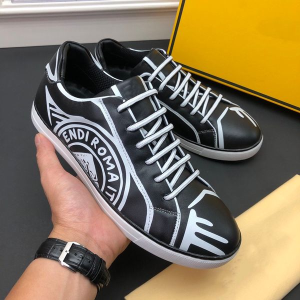 

designer high-quality trendy casual men's shoes, printed stitching, fashionable and versatile, comfortable wear-resistant, size 38-44, Black