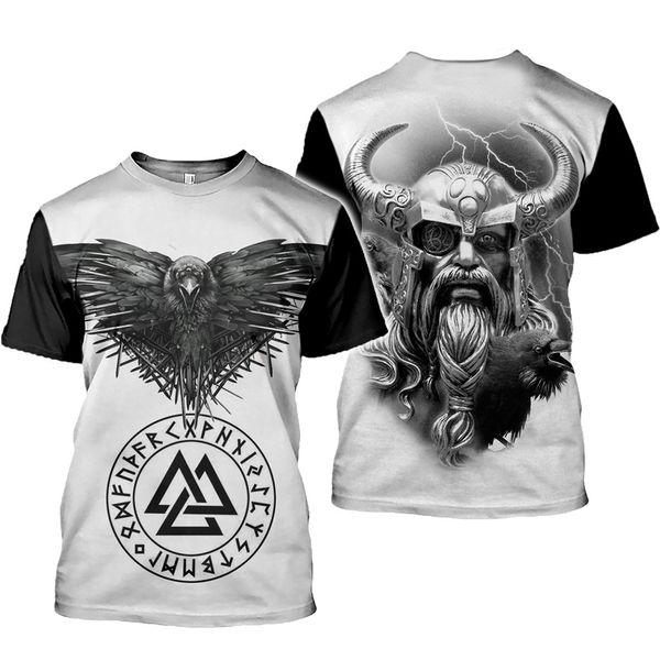 Camiseta masculina ppwq mais recente símbolo viking impresso verão de manga curta harajuku camiseta rua hip-hop unissex camiseta topo