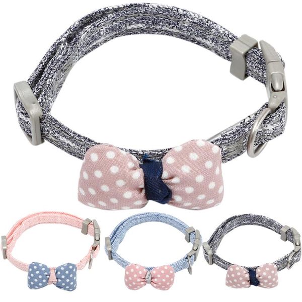 

cute cat collar decorative fashion creative bow dots printed pet supplies kitten puppy leash collars & leads