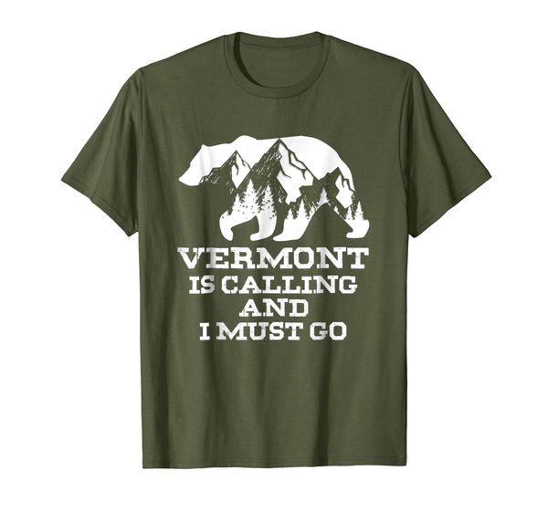 

vermont is calling and i must go bear and mountains t-shirt, White;black
