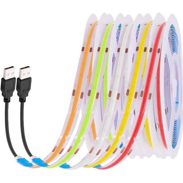 

strips usb power cob led strip light 320 leds high density fob flexible tape ra90 dc 5v ribbon dimmable linear rope