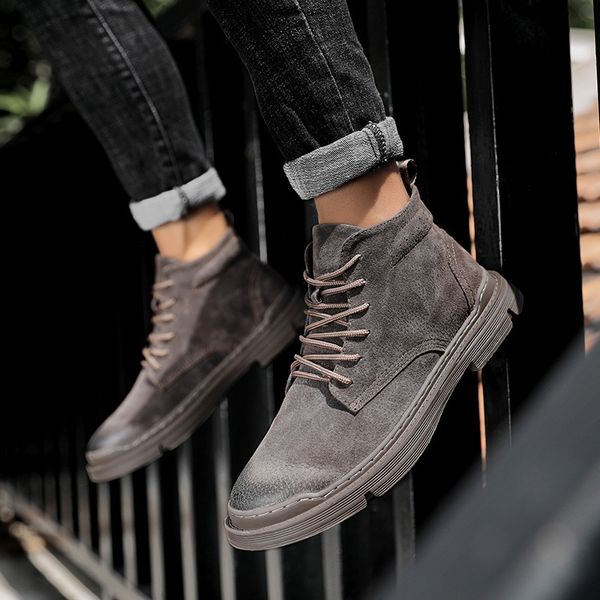 

2021 spring and autumn martin boots simple work cloth fashion men's sho, Black