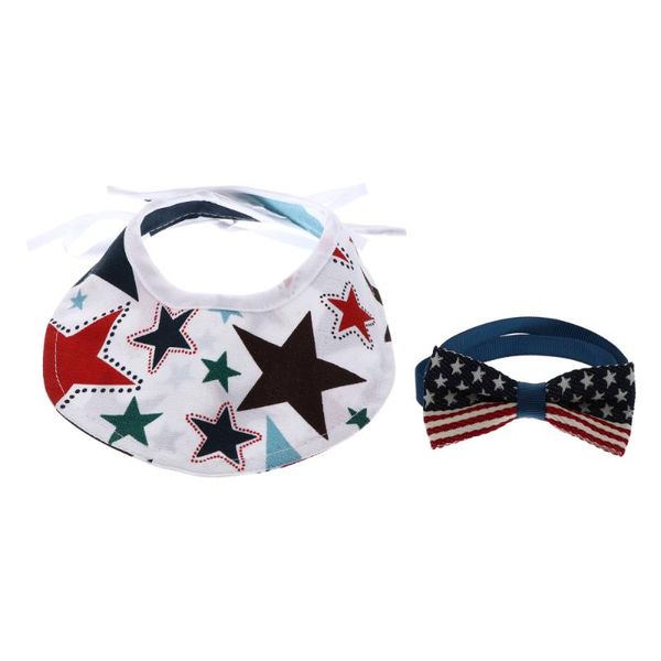 

dog apparel 2pcs pet cat summer cap and bow collar set outdoor travel sports hat