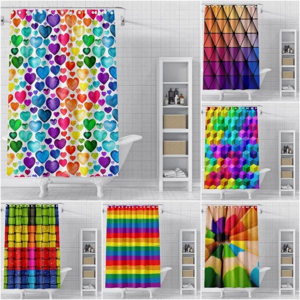 

shower curtains colorful printed curtain geometric pattern bathroom with hooks waterproof bath cover home decor