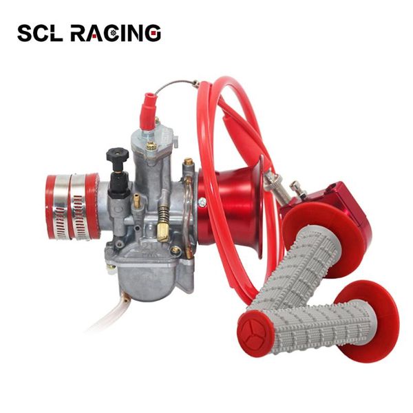 

alconstar motorcycle 21 24 26 28 30 32 34mm pwk carburetor with throttle grips hand air filter cup set for scooter atv utv fuel system