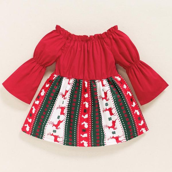 

girl's dresses christmas dress for girls toddler baby kids print patchwork princess clothes xmas roupa infantil menina, Red;yellow