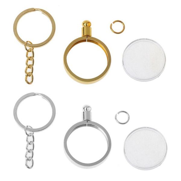 

keychains 27mm/1.06" commemorative coin holder keyring medallion or chip collection souvenir pendant keychain fashion jewelry, Silver