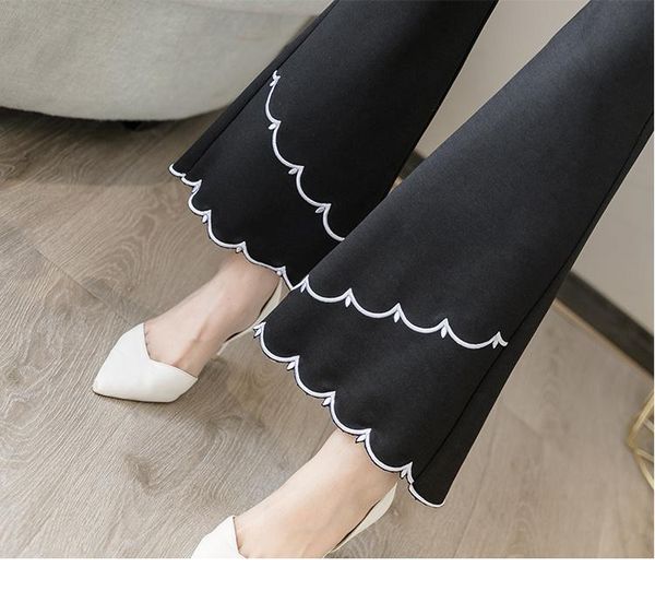 

women's pants & capris micro flared high waist casual, Black;white