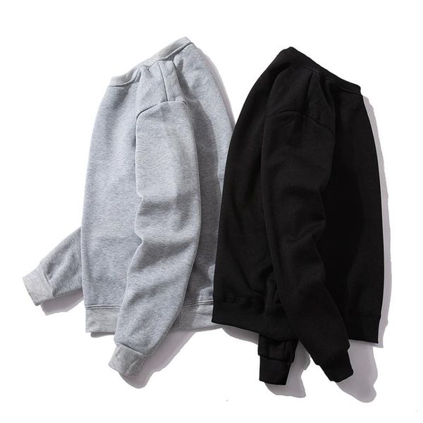 

men's sweaters autumn and winter solid color can be added logo round neck sweatshirt for men women plus velvet streetwear outdoor fitne, White;black